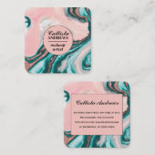 Moderne schicke Rose Gold Rosa Aquamariner Glitzer Quadratische Visitenkarte (Vorne/Hinten)