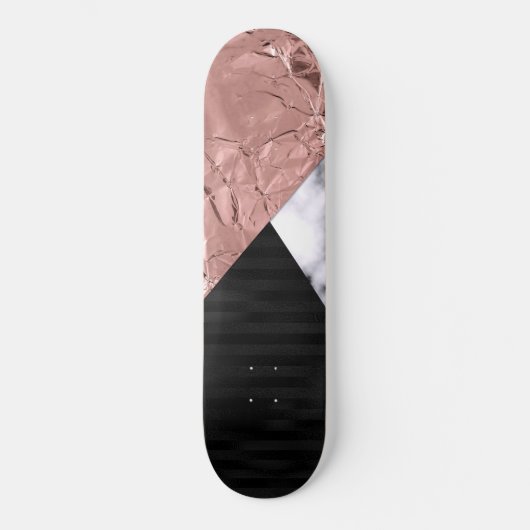 Moderne schicke Rose Gold Schwarzes Marmor Geometr Skateboard (Vorderseite)