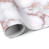 Moderne schicke Rose Gold Weißes Marmorsteinmuster Geschenkpapier (Rolleneckpunkt)