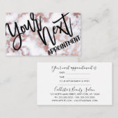 Moderne schicke Rose Gold Weißes Marmorsteinmuster Terminkarte (Vorne/Hinten)