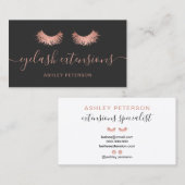 Moderne schicke Rose goldene Wimpern trendig grau Visitenkarte (Vorne/Hinten)