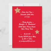 Moderne, schicke Rot-, Weiß- und Goldstars Groovy Einladung (Rückseite)