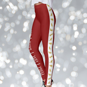 Moderne Schicke Rot Weiße und Goldene Katzenliebha Leggings