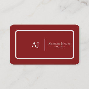 Moderne Schicke Rote Monogramm Stylische Trendige Visitenkarte