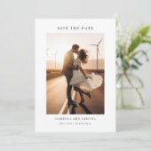 Moderne, schicke rustikale Foto Hochzeit retten da Einladung (Stehend Vorderseite)