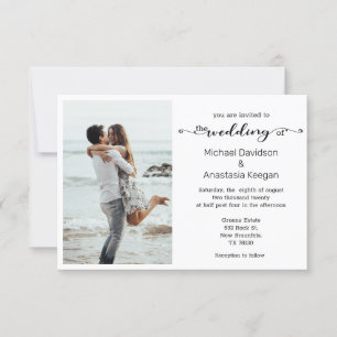 Moderne schicke Schrift Minimal Foto Hochzeit Einladung