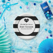 Moderne schicke Schwarz & Weiß Babydusche Pappteller (Party)