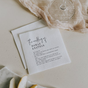 Moderne schicke Schwarz-Weiß-Fun-Fakten Hochzeit Serviette