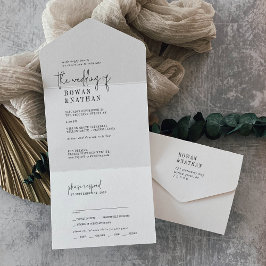 Moderne, schicke Schwarz-Weiß-Hochzeit All In One Einladung