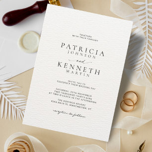 Moderne, schicke Schwarz-Weiß-Hochzeit Einladung