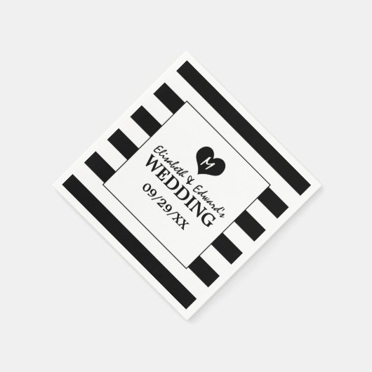 Moderne, schicke Schwarz-Weiß-Hochzeit Serviette