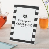 Moderne, schicke Schwarz-Weiß-Hochzeit Sockelschild (In Situ)