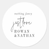 Moderne, schicke Schwarz-Weiß-Liebe Hochzeit Runder Aufkleber (Vorderseite)