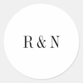 Moderne, schicke Schwarz-Weiß-Monogramm-Aufkleber Runder Aufkleber (Vorderseite)