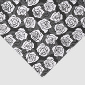 Moderne Schicke Schwarz-Weiß-Rosenblumenmuster Seidenpapier (Ausschnitt)