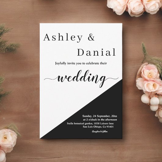 Moderne schicke Schwarz-Weiß-Schrift Elegante Hoch Einladung