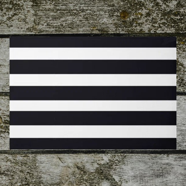 Moderne, schicke Schwarz-Weiß-Streifen Chic Outdoo Fußmatte (Black & white striped front doormat. Minimalist, classic modern chic elegance. Simple perfection!)