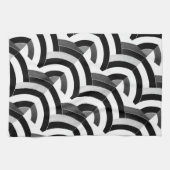 Moderne, schicke, schwarz-weiße Chevronen Geschirrtuch (Horizontal)