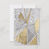 Moderne, schicke Schwarz-weiße Imitat, geometrisch Einladung (Rückseite)