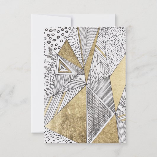 Moderne, schicke Schwarz-weiße Imitat, geometrisch Einladung (Rückseite)