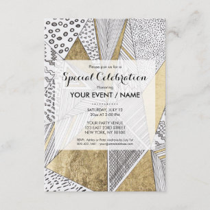 Moderne, schicke Schwarz-weiße Imitat, geometrisch Einladung