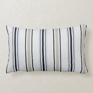 Moderne schicke schwarze, blaue und weiße Streife Lendenkissen