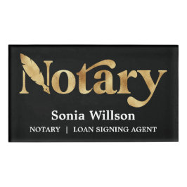 Moderne schicke schwarze Gold-Notar-Unterzeichnung Namenschild