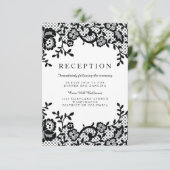 Moderne, schicke Schwarze Spitzen-Hochzeitsempfehl Begleitkarte (Stehend Vorderseite)