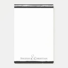 Moderne, schicke schwarze Streifen Couple Stationy Post-it Klebezettel