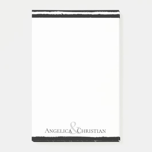 Moderne, schicke schwarze Streifen Couple Stationy Post-it Klebezettel (Vorderseite)