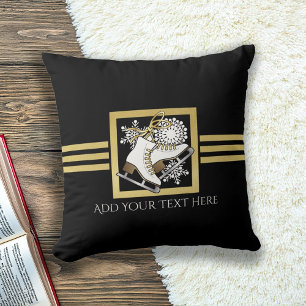 Moderne Schicke schwarze und goldene Glitzer-Eisku Kissen