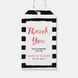Moderne, schicke schwarze und weiße Streifen Danke Geschenkanhänger
