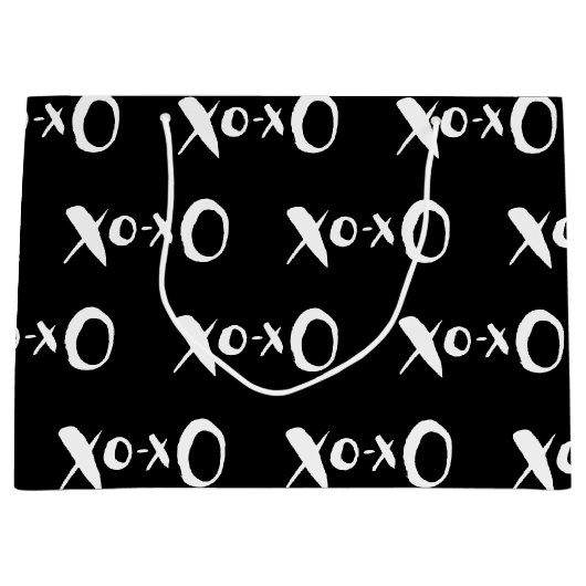 Moderne schicke Schwarzweiss-XOXO große Große Geschenktüte (Vorderseite)