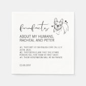 Moderne schicke Script Bulldog Fun Fakten Hochzeit Serviette (Vorderseite)