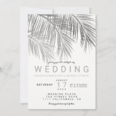 Moderne, schicke silberne Palme Einladung (Vorderseite)
