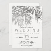 Moderne, schicke silberne Palme Einladung (Vorne/Hinten)
