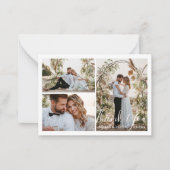 moderne schicke Skripthochzeit 3 Fotos danke Mitteilungskarte (Vorderseite)