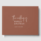 Moderne schicke Terracotta Rost Wedding Gästebuch (Vorderseite)