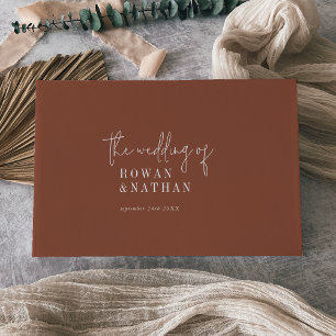 Moderne schicke Terracotta Rost Wedding Gästebuch