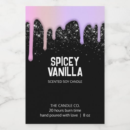 Moderne schicke, trendige rosa Lila Tropfen Candle Lebensmitteletikett (Einzelnes Label)