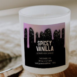 Moderne schicke, trendige rosa Lila Tropfen Candle Quadratischer Aufkleber