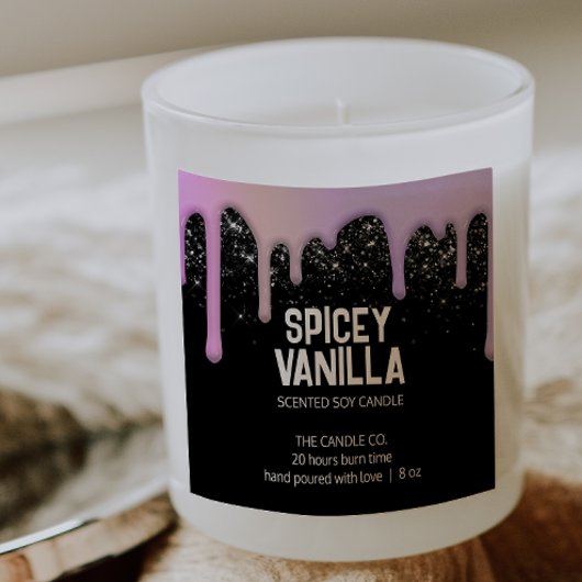 Moderne schicke, trendige rosa Lila Tropfen Candle Quadratischer Aufkleber