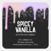 Moderne schicke, trendige rosa Lila Tropfen Candle Quadratischer Aufkleber (Vorderseite)