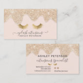 Moderne, schicke Tropfen aus Gold Glitzer Rosa Wim Visitenkarte (Vorne/Hinten)