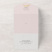 Moderne schicke Tropical Gold Palm Soft Pink Weddi All In One Einladung (Außenbereich)