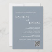 Moderne schicke Typografie Dusty Blue Foto Wedding Einladung (Vorderseite)