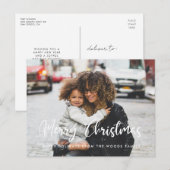 Moderne schicke Typografie Frohe Weihnachten Foto Postkarte (Vorne/Hinten)