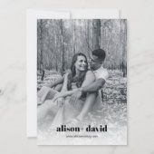 Moderne, schicke Typografie minimalistische Hochze Save The Date (Rückseite)