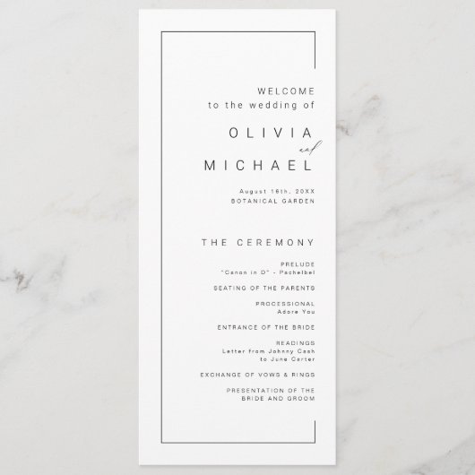 Moderne schicke Typografie minimalistische Hochzei Programm (Vorderseite)