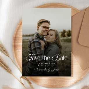 Moderne schicke Typografie Schwarz-Weiß-Foto Save The Date